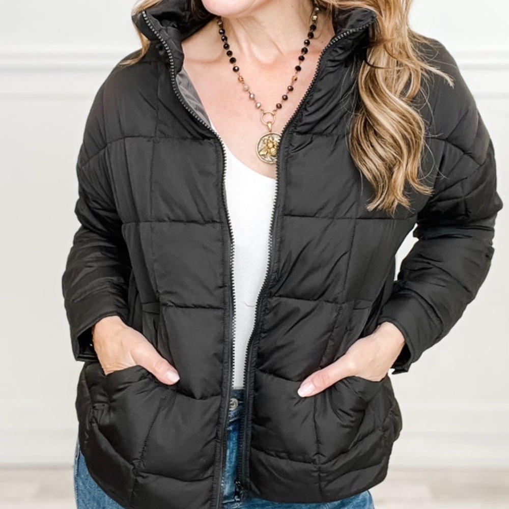 White Birch Women's Black Puffer Jacket.
